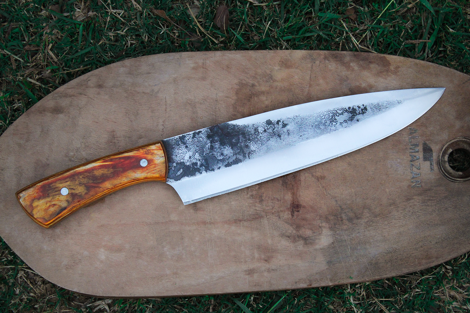 Almazan® Custom Handmade Chef Knife, Full Tang, Meal Preparation, Cutting Vegetables, Outdoor Adventures Knife, Camping Knife