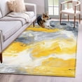 thumbnail image 3 of Yellow Gray Wave Area&nbsp;Rug 2.7x5ft Watercolor Abstract Non-Slip&nbsp;Washable Square&nbsp;Rugs Soft Felt Indoor Floor Mat for Bedroom Kitchen Living Room Bathroom, 3 of 9