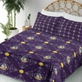 thumbnail image 3 of Ambesonne Emoji Art Fitted & Top Sheet Set with Shams, Rococo Damask Female Face, Quartz Mustard Pale Mauve, 3 of 5