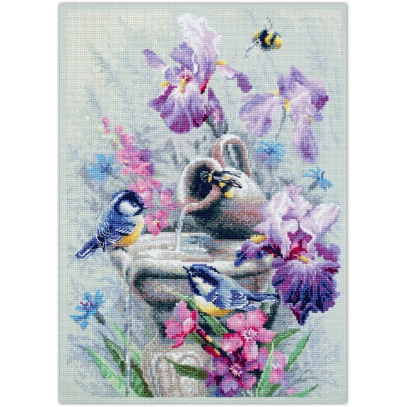 Garden Fountain Cross Stitch Kit by Magic Needle