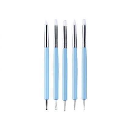 5 X 2 Way Ball Styluses Dotting Tool Silicone Color Shaper Brushes Pen for Polymer Clay Pottery Modeling Sculpture Nail Art