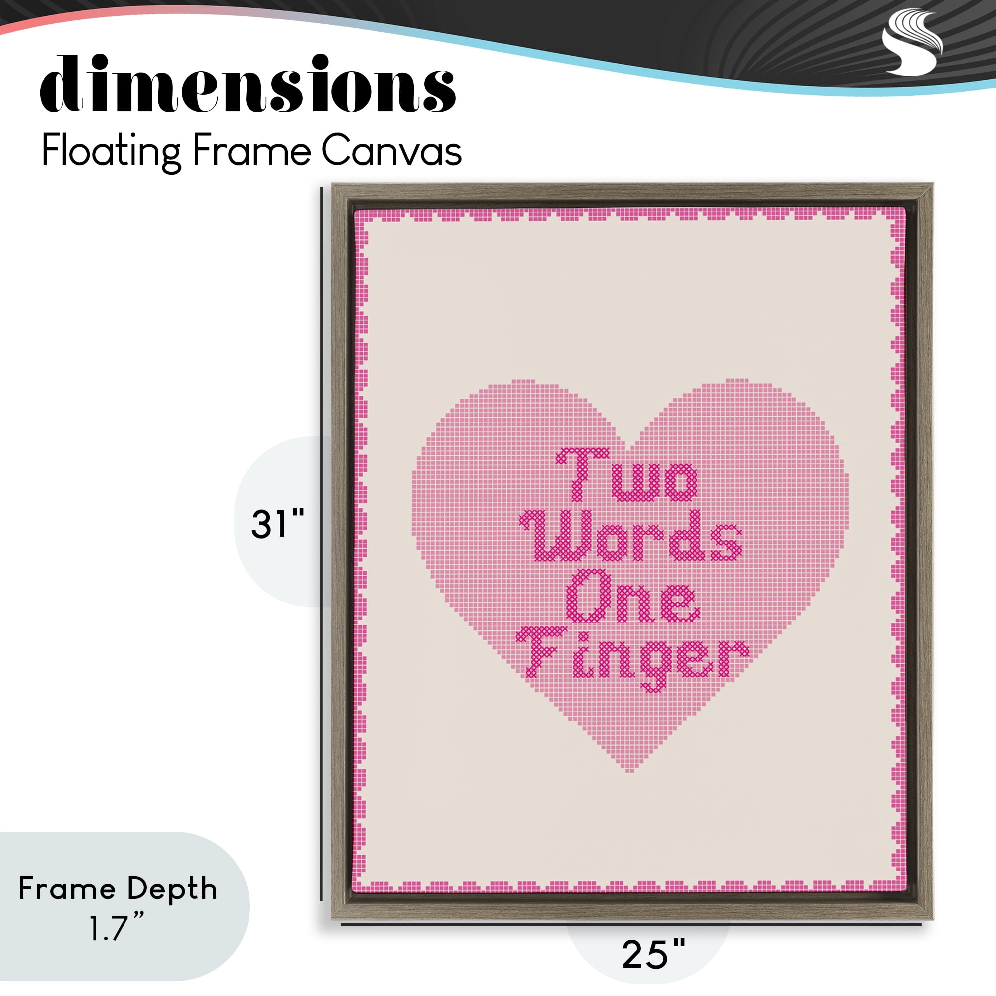 Stupell Industries Two Words One Finger Heart Brown Framed Floater Canvas Wall Art, design by Lil' Rue