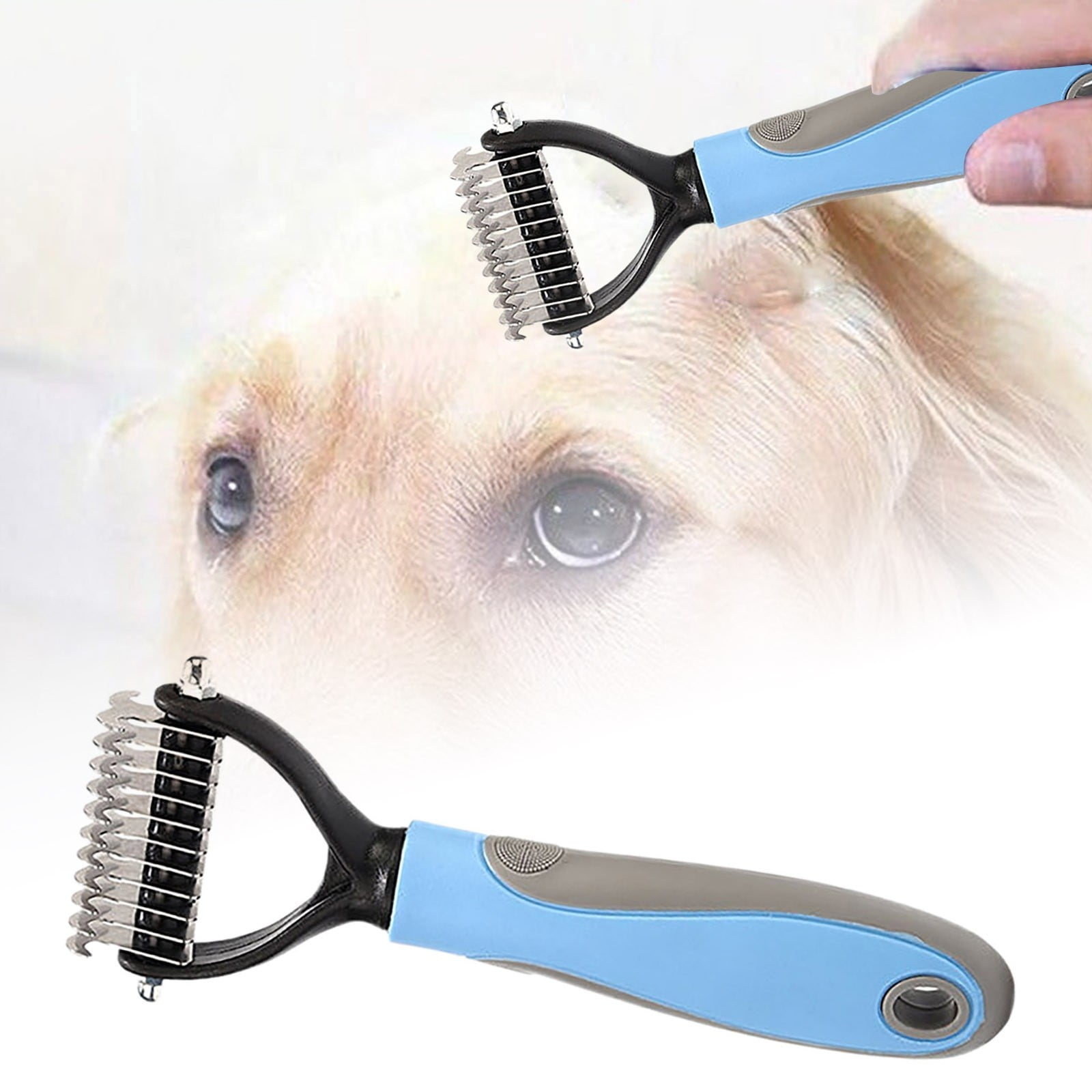 Double-Sided Pet Grooming Rake – Deshedding & Dematting Tool for Dogs & Cats, Extra-Wide Undercoat Brush for Long Hair, Reduces Shedding with Stainless Steel Teeth