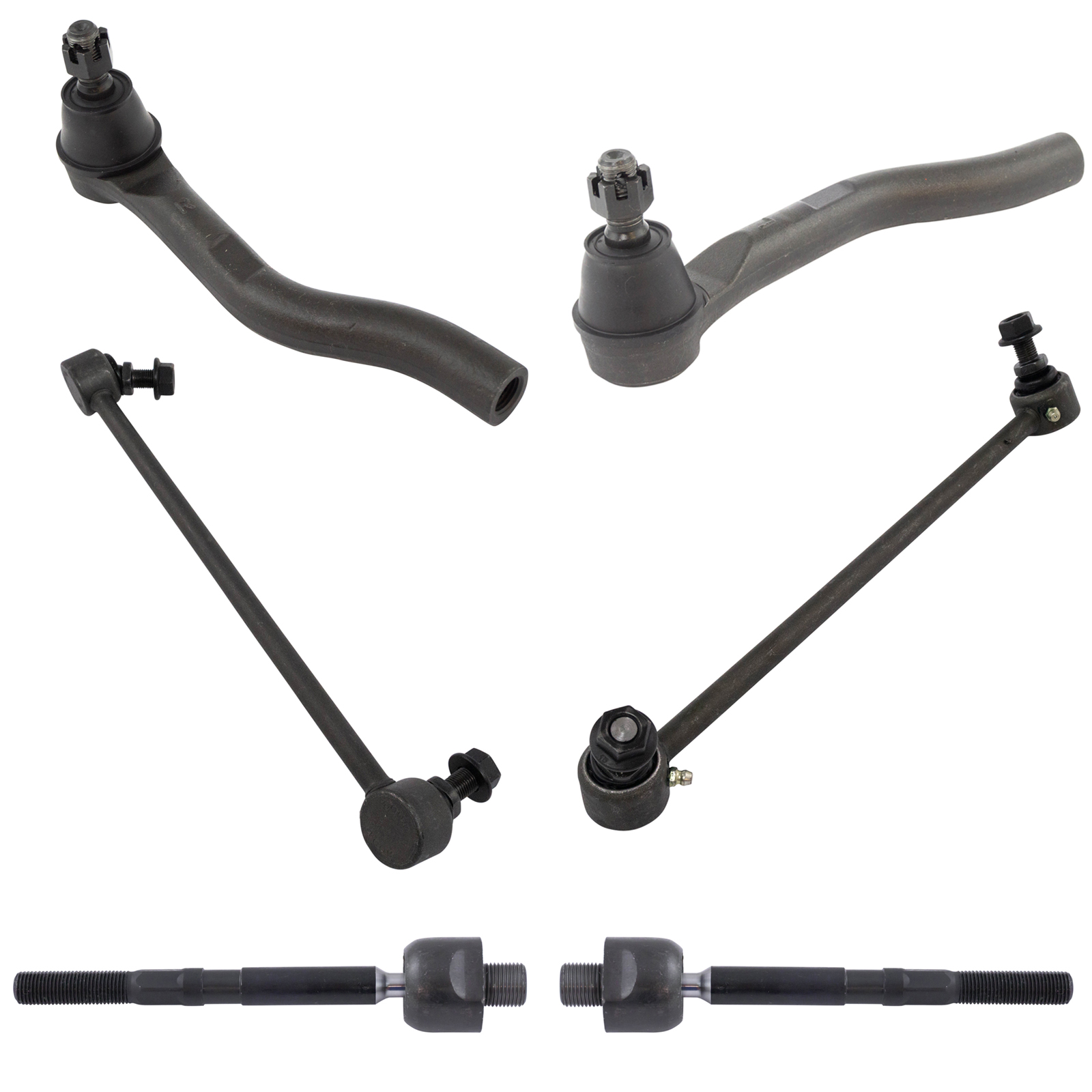 6pc Front Inner & Outer Tie Rods With Sway Links Steering & Suspension Kit For Honda Accord 2013-2017