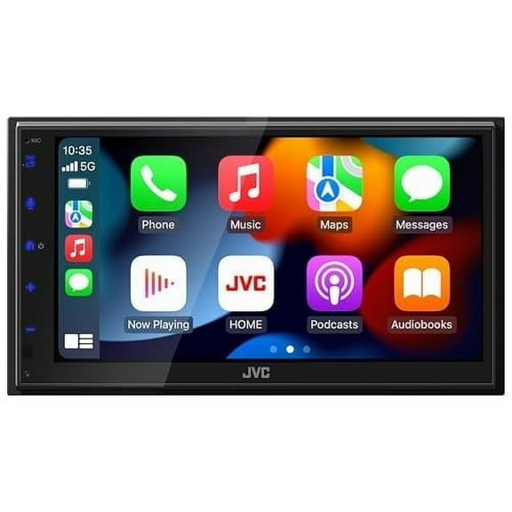 JVC KW-M590BT Single Din/Double Din Car Stereo (50W x 4-Ch), L-Shaped Chassis Fits Most Cars, Large 6.8" Hi-Res Touchscreen, AM/FM, Apple CarPlay, Android Auto, Rear Camera Input, USB 2.1 Fast Charge