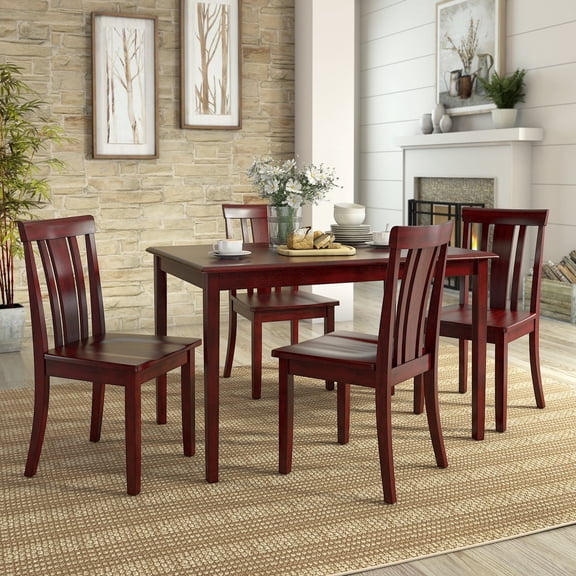 Lexington 5-Piece Wood Dining Set with 4 Slat Back Chairs, Multiple Finishes