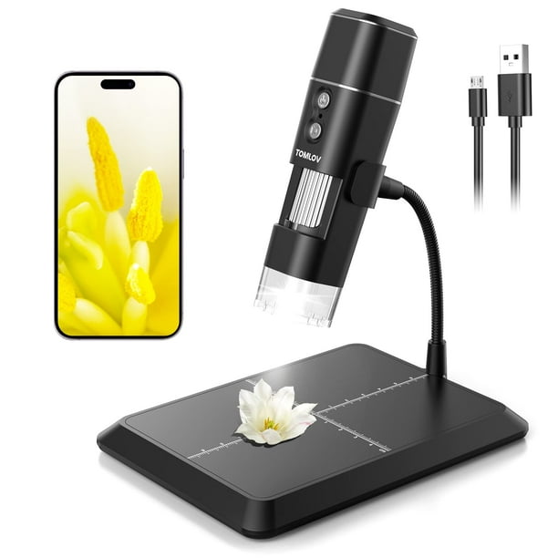 TOMLOV Upgraded Wireless Coin Microscope 1000X, DM1 USB Portable