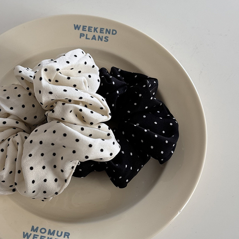 French Gentle Elegant Dot Scrunchies Women Girls Kid Elastic Hair Rubber Bands Accessories Tie Hair Ring Rope Headdress Headwear