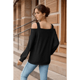 thumbnail image 2 of Blusa de Verano con Escote Cuadrado y Hombros Descubiertos para Mujer, Color Negro M, 2 of 8