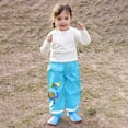 thumbnail image 4 of EnJoCho Kids Rain Pants Boys Girls 𝖶aterproof Trousers Toddlers Mud Dirty Proof Stirrups Reflective Mud Pants 1-8 Years Outdoor Adventure Playwear Bottoms, 4 of 4
