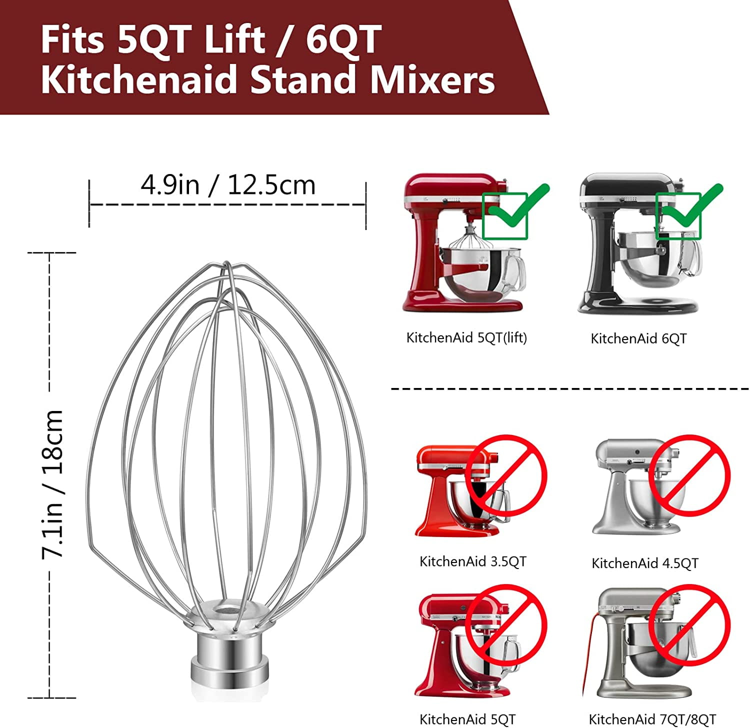 6- Wire Whip For Kitchenaid Tilt-head Stand Mixer Accessory Replacement,  Egg Cream Stirrer, Cakes Mayonnaise Whisk Tilt-head Stand Mixer Whipping  Egg White - Temu