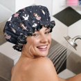 thumbnail image 5 of Shower Caps,Dark Blue Ballerina Princess Pattern Waterproof Shower Cap for Women 4 Pieces,Double Reusable Hair Cover for Shower PEVA Elastic Stretch Hem, 5 of 7