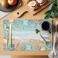 thumbnail image 2 of Placemats Set of 4, Ocean Coastal Woven Placemat, Linen Place Mats for Kitchen/Dining Tables, Summer Nautical Beach Coral Starfish Washable Table Mats for Party, 2 of 8