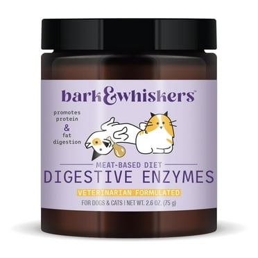 Bark & Whiskers Digestive Enzymes Meat-Based Diet for Dogs & Cats, 2.6 oz. (75 g), 150 Scoops, Promotes Protein & Fat Breakdown, Vet Formulated, Dr. Mercola