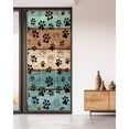 thumbnail image 2 of Window Privacy Film Dog Claws Stained Glass Window Film Decorative Sun Block Window Cover Black Cat Pets Printed Teal Brown Wood Grain Window Clings Static Adhesive Sticker for Bathroom 35.4"x78.7", 2 of 7