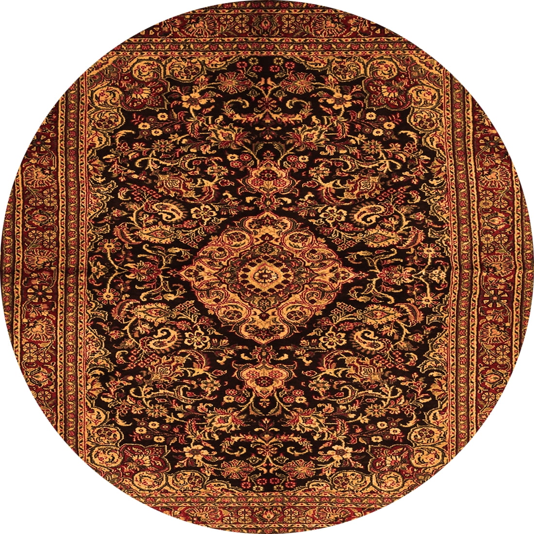 Round Orange Rug Ahgly Company Indoor Round Medallion Orange Traditional Area Rugs, 8 ...