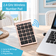 22-Key Numeric Keypad Portable 2.4GHz Wireless Number Pad for Laptops ...