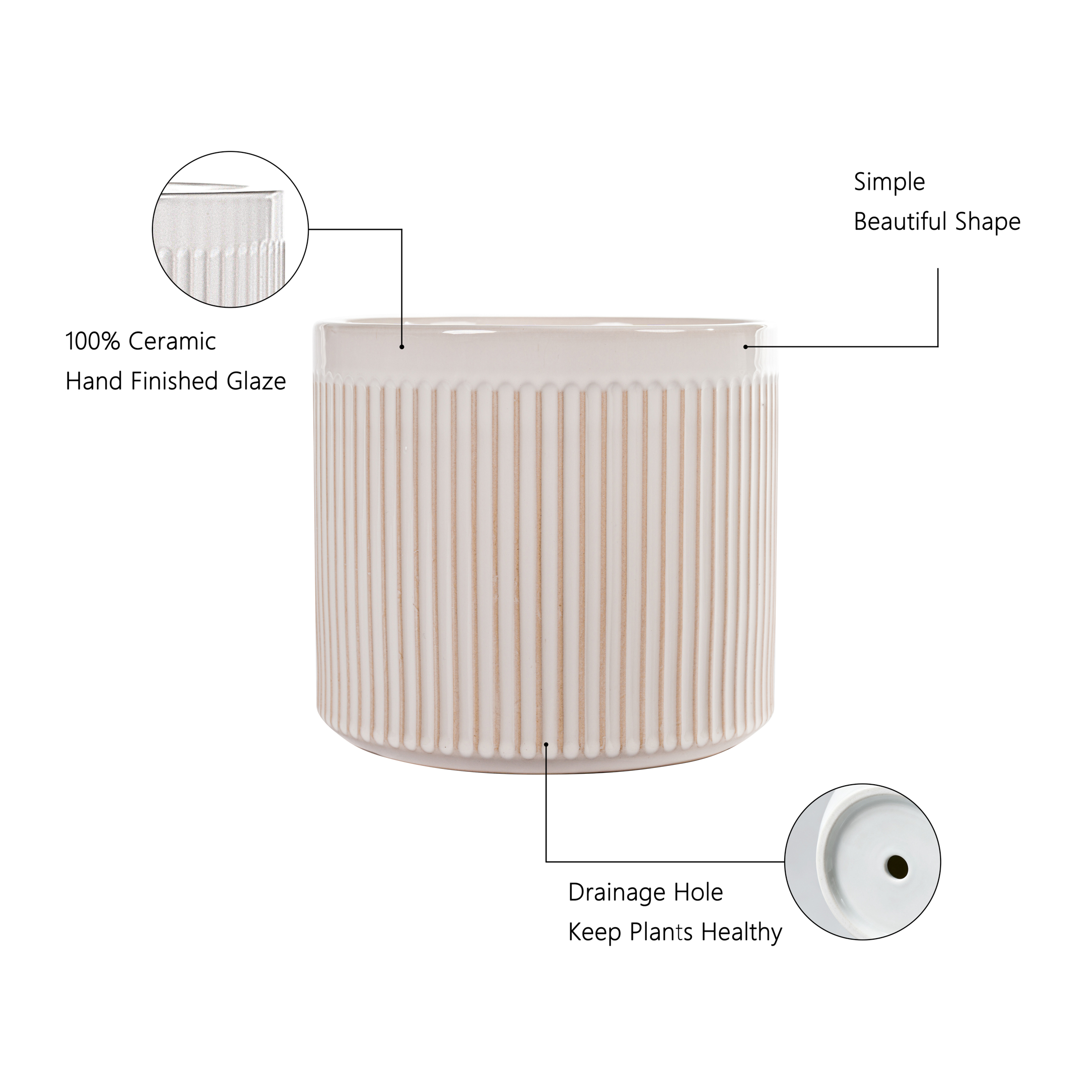 UMIAMOY Modern Cylinder Set of 3 Ceramic Flower Pots,5.7+7.0+8.6 inch Plant Pots with Drainage Holes and Saucer,Indoor Outdoor Planters for Home Patio Garden Decoration