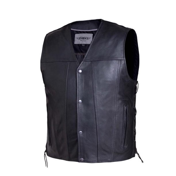 Mens Premium Leather Motorcycle Vest
