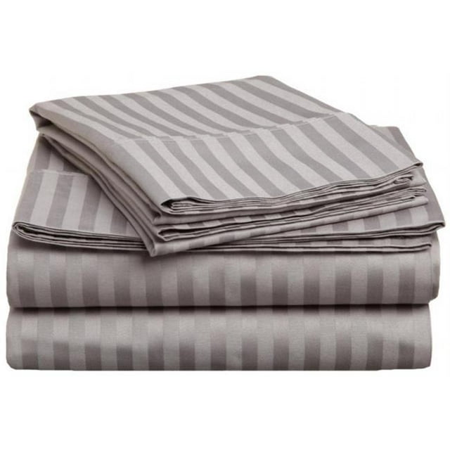Ensemble de Draps en Coton Égyptien 400 Fils Split Très Grand Rayé Gris