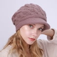 thumbnail image 3 of Sombrero cálido de invierno para mujer, sombrero de punto informal de ganchillo con sombra, sombrero torcido, sombrero de punto para mujer de otoño e invierno Ormromra 222372-2, 3 of 4