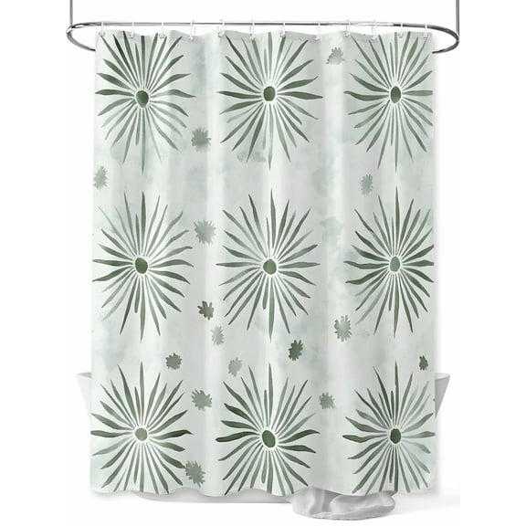 Fsddascl Sage Green Geometric Shower Curtain Set - 36" x 78" Washable Bathtub Curtain with 12 Hooks, Watercolor Color Block Art Waterproof Fabric Stall Shower Curtains for Bathroom/Bathtub Décor