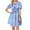 Blue(Trending), variant on Mingw Ladies Babydoll Dresses Babydoll Puff Short Sleeve Bow Front Shirt Dress Casual Ruffle Hem Pinstriped Loose Fit Sweet Mini Dresses XL