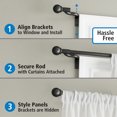 thumbnail image 4 of Mainstays Easy Install Decorative Window Curtain Rod, Adjustable, 18” - 48”, 4 of 7