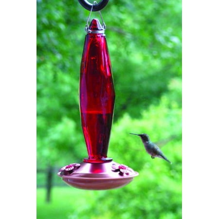 Medium Jewel Cut Ruby Glass Hummingbird Feeder Walmart Com