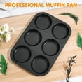 thumbnail image 2 of Walchoice Muffin Top Pan Set of 2, 6-Cup Stainless Steel Cupcake Pan for Baking, 11” x 7.5” Regular Size Metal Pan Tin Tray for Mini Cake Cookie Egg Hamburger, Oven & Dishwasher Safe - Black, 2 of 8