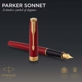 thumbnail image 2 of Parker Sonnet Fountain Pen | Red Lacquer with Gold Trim | Medium Nib | Gift Box, 2 of 8