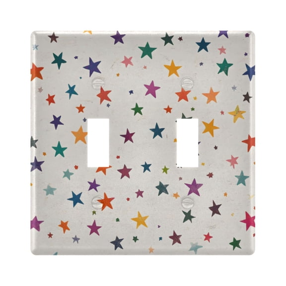 Yayeee Toggle Light Switch Wall Plate 2-Gang 4.56"x4.48" Decorative Outlet Cover, Beige Stars