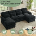 thumbnail image 6 of Soscana 113" Sectional Sofa Oversized U Shaped Couch with Double Chaise,Cloud Couch with 4 Waist Pillows,Modern Linen Seating Furniture for Living Room Office Studio Apartment,Black, 6 of 8