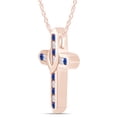 thumbnail image 2 of AFFY 14K Rose Gold over Silver Simulated Blue and White Sapphire "Cross Your Heart" Pendant Necklace, 2 of 6