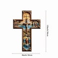 thumbnail image 4 of Vintage Wall Cross, 2D Flat Jesus Religious Wall Easter Decoration Featuring Nativity Scene with Crucifixion Resurrection Figures, Gilded Frame in Golden Tones Ideal for Easter, 4 of 5