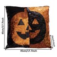 thumbnail image 3 of Halloween decoración Almohada decorativa de lentejuelas para Halloween, reversible, de 16 x 16 pulgadas, con purpurina brillante, cuadrada, para fiesta, 3 of 8