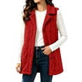 thumbnail image 2 of IUYRTFE Women's Sleeveless Faux Fur Vest with Lapel Collar and Button Front Mid Length Plush Cardigan Jacket with Pockets, 2 of 7