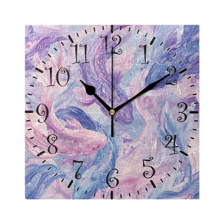 7.78in Square Artistic Wall Clock Dual-Purpose Tabletop & Hanging Decor Silent Non-Ticking Clocks for Home Office pale Pink Marine Creatures