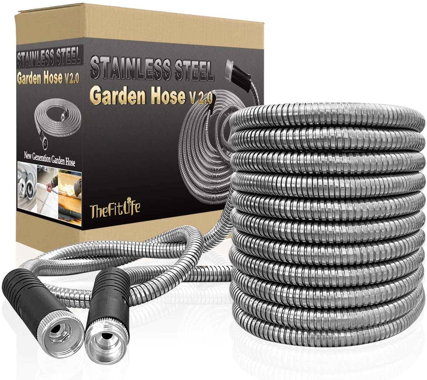 TheFitLife Flexible Metal Garden Hose 25/50/75/100 FT 304 100 Feet