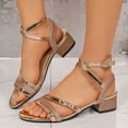 thumbnail image 3 of Rokment Women's Glitter Sequin Dressy Sandals 2026 Bling Open Toe Chunky Block Mid Heels Elegant Summer Strappy Dress Shoes for Bride Wedding Party Rose Gold Size 7, 3 of 6