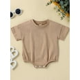 thumbnail image 2 of Baby Boy Girl Solid Shirt Bubble Romper Oversized Short Sleeve Onesie Unisex Newborn Outfit, 2 of 9