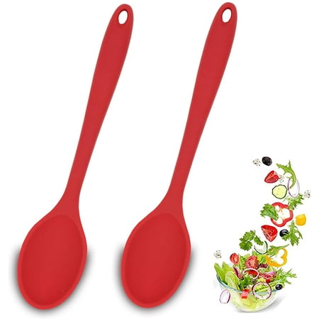 

2 Pcs Silicone Spoons for Cooking Heat Resistant Hygienic Design Cooking Utensi Mixing Spoons for Kitchen Cooking Baking Stirring Mixing Tools
