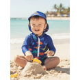 thumbnail image 6 of BemeyourBBs Toddler Baby Boy One Piece Swimsuit Kids Infant Bathing Suit Long Sleeve Rash Guard Half Zipper Dinosaur Swimwear Sunhat Set UPF 50+, 6 of 9