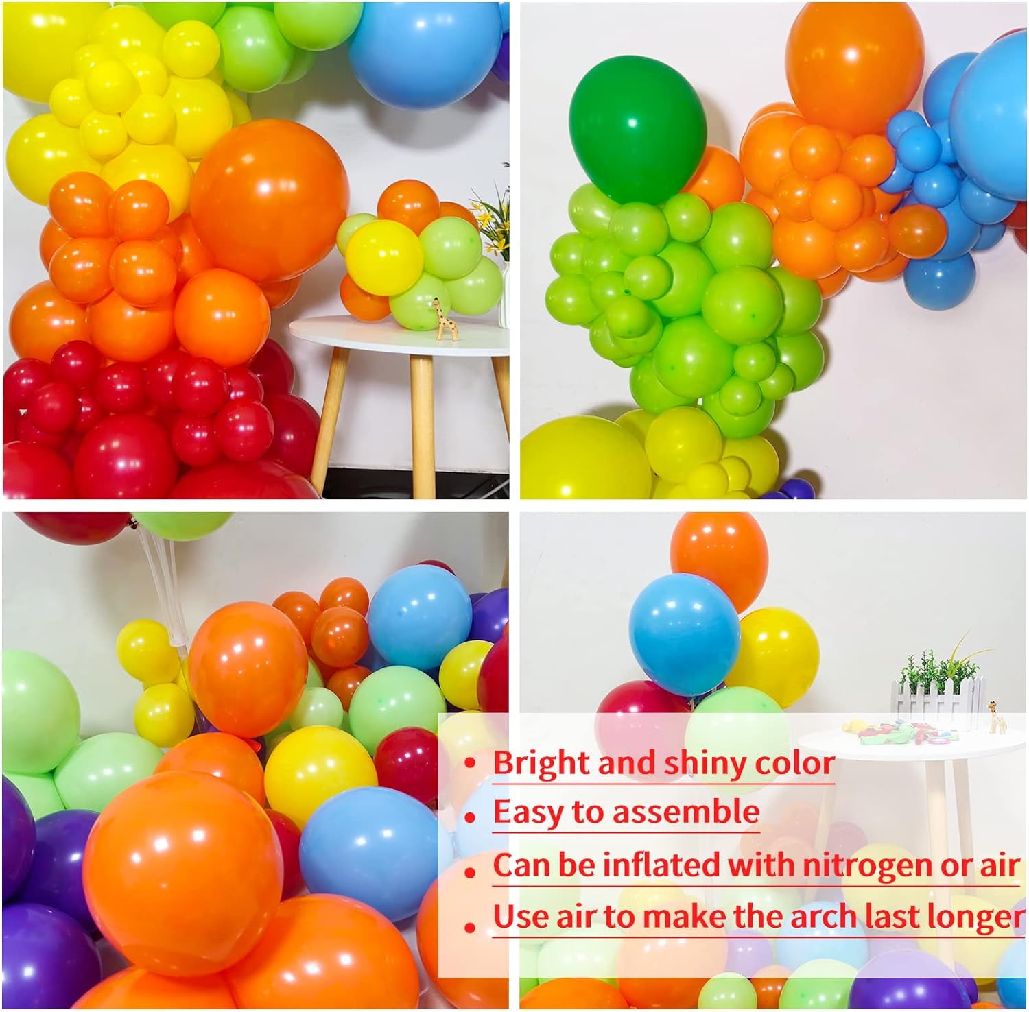 Lobida Rainbow Balloon Arch Kit, 18/12/5 inch, Latex, Colorful Party Decoration