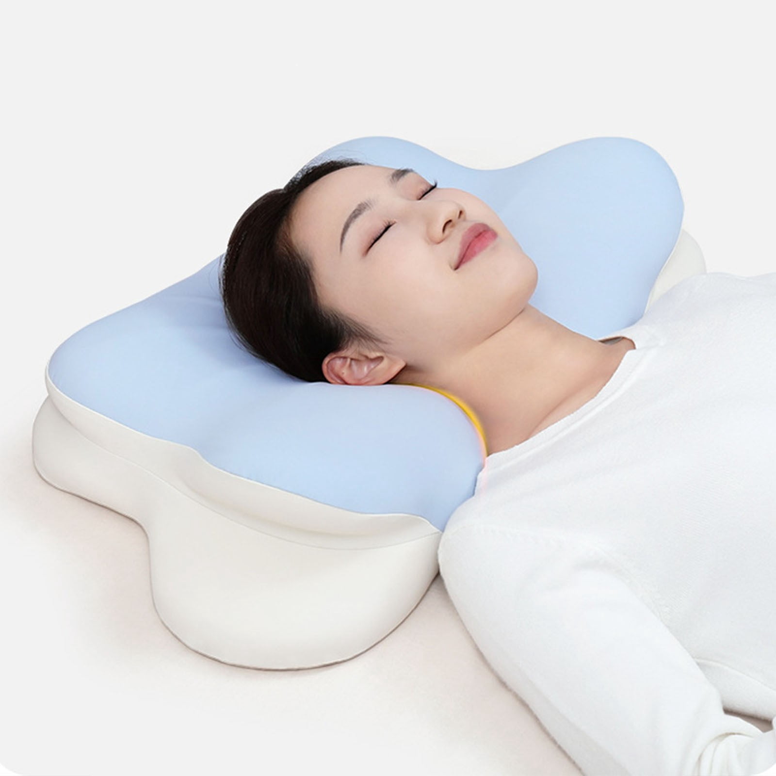 Flower Shaped Ergonomic Cloud Cervical Pillow, Neck Pain Relief Bed Pillow for Side Back Stomach Sleepers, Breathable Anti-Pilling Soft Sleeping Pillow
