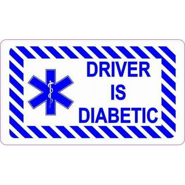 3.5in x 2in Driver Is DiaBetic Sticker Vinyl Medical Vehicle Window Decal