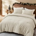 thumbnail image 2 of California King Waffle Comforter Set, Beige Soft Cotton Bedding, 3-Piece Waffle Weave Bed Set Including 1 Comforter (104"x96") and 2 Pillow Shams, Premium Cotton Cover with Polyester Fill, 2 of 7