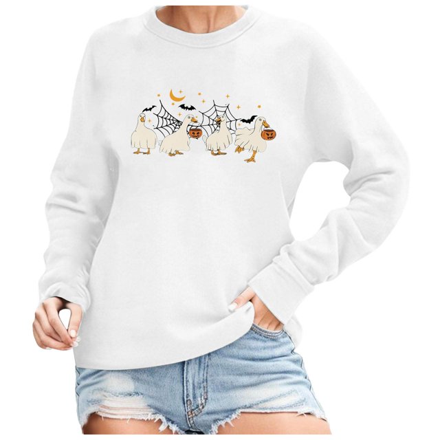 EHQJNJ Sweat-Shirt à Col Rond pour Femmes, Haut Graphique Mignon, Sweat à Capuche Imprimé Mignon, Pull Amusant, Sweat-Shirts Graphiques Tendance
