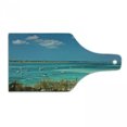 thumbnail image 1 of Sailboat Cutting Board, Sailboats and Power Boats Anchored in Crystal Clear Waters of the Bahamas, Tempered Glass Cutting and Serving Board, Wine Bottle Shape, Teal Blue Green, by Ambesonne, 1 of 1