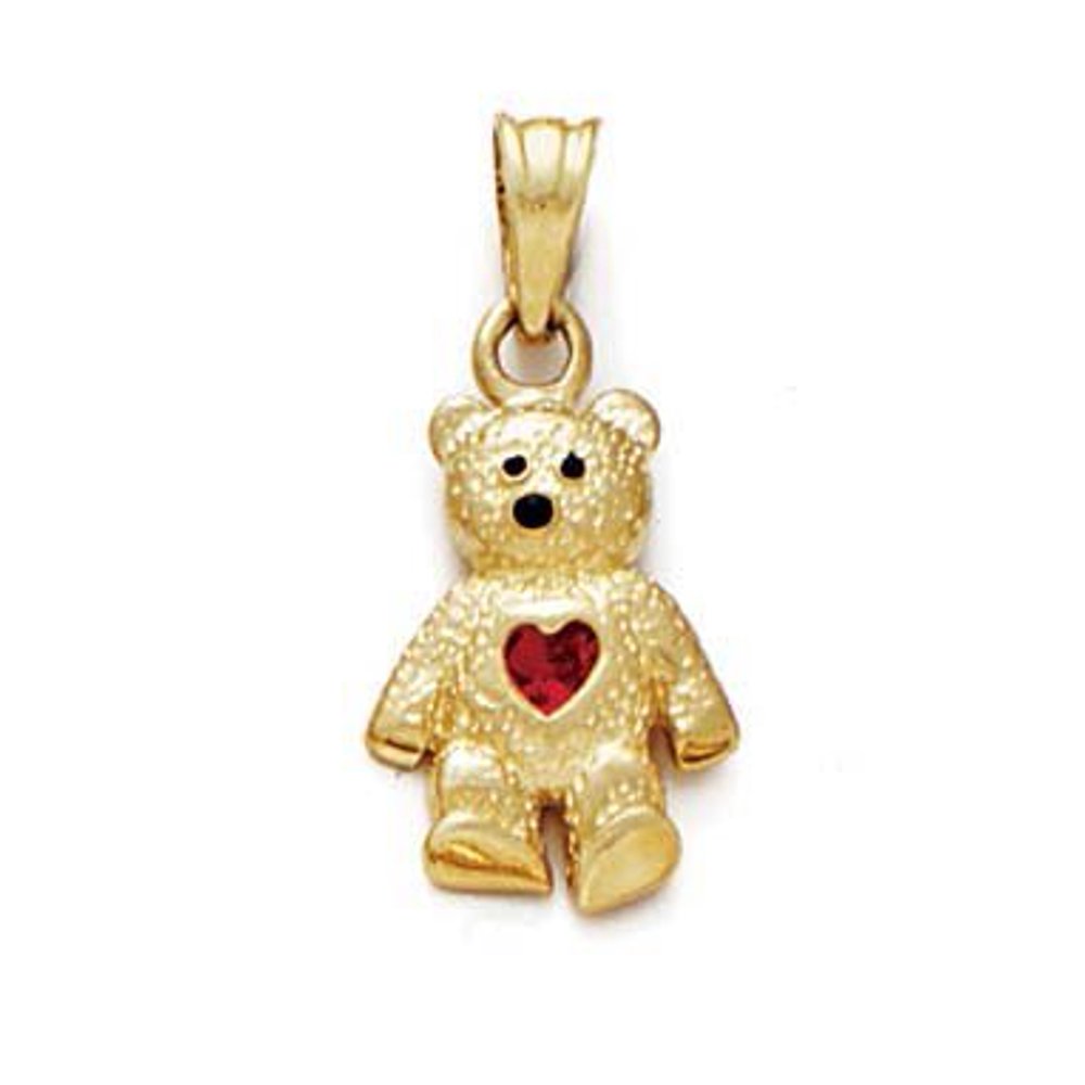 Jewelry 14k Yellow Gold Teddy Bear July Pendant 15/16 Inch long